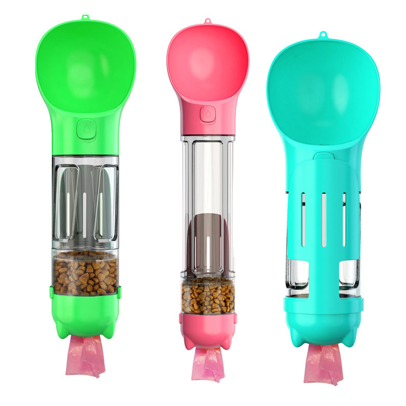 2 in 1 Travel Pet Walking Outdoor Drinking Feeder Plastic Water Bottles for Dogs