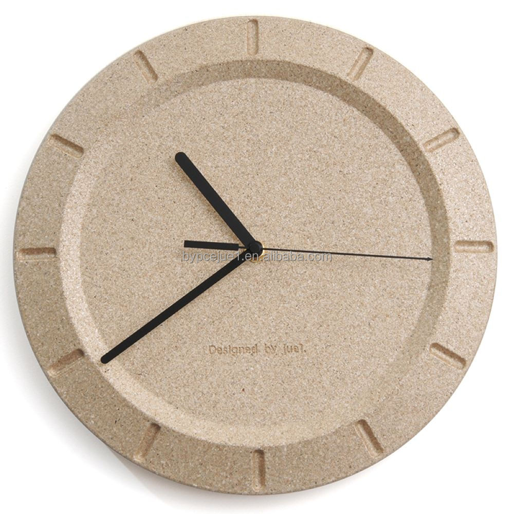 Environmental Protection Vermiculite Lightweight Silent Indoor Wall Clock Classic Round 12 Inch Wall Clock Accept Custom Logo