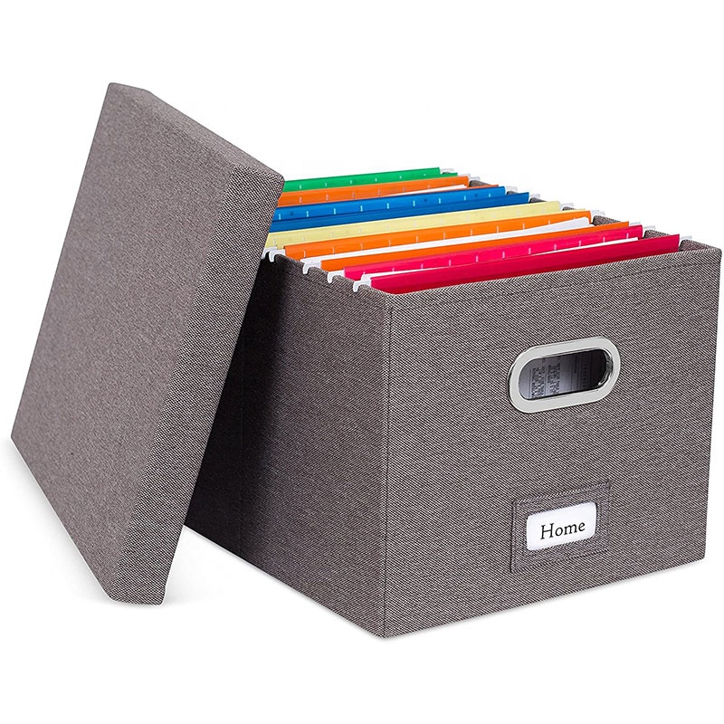 Custom Logo Portable Filing Cabinet Bins Box Collapsible File Organizer Box Linen Storage Organizer Office Boxes With Lid