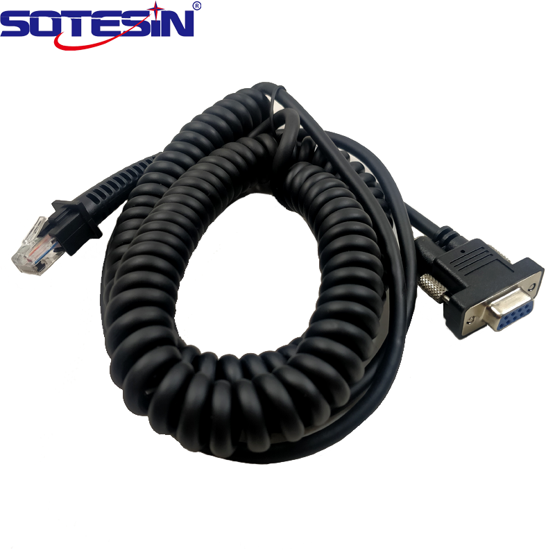 RJ45 для RS232 кабель 16.4ft пружинный кабель для сканер штрих-кода Datalogic QD2130 QD2110 GD4130 DB9 высокой и низкой температуры штрих-код кабель