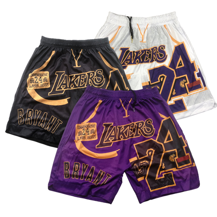 Мужские спортивные шорты Laker s, повседневные уличные спортивные шорты Коби Брайант 24 с цифровым принтом, сетчатые спортивные баскетбольные шорты