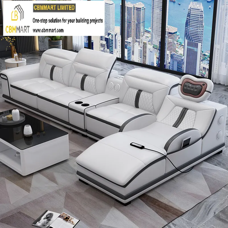 Cheap Living room sofa L shape sofa modern new design with music player+massage