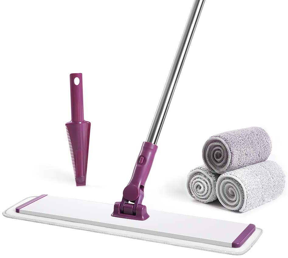 Premium stainless steel microfiber mop cleans floors with 360 degree swivel full coverage mop