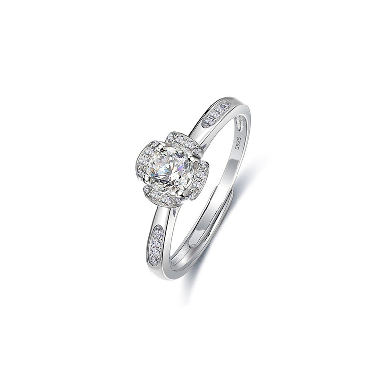 Top quality exquisite sterling silver lily moissanite classic engagement ring