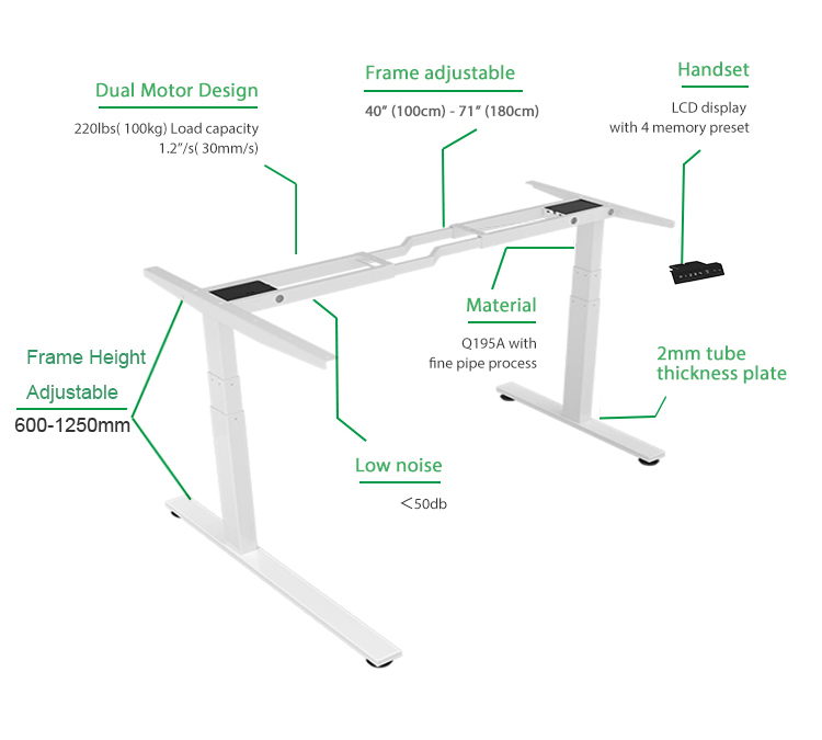 Top Quality Gaming Table With Dual Motors Steel Motorized pc Desk
