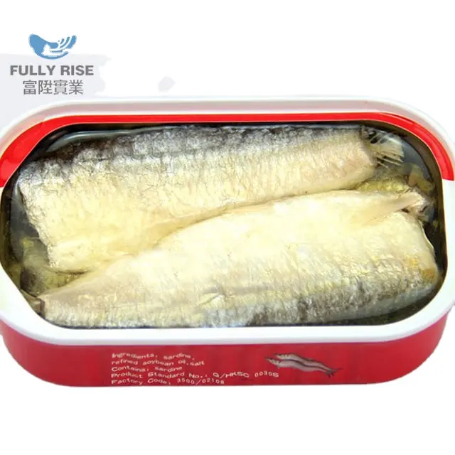 Good taste manufacturer 125g*50tins canned sardine fish in oil 125g