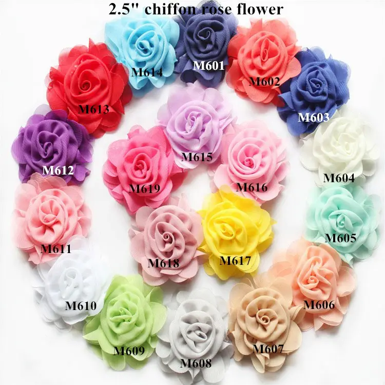 30pcs/lot, 2.5'' mini Chiffon Flowers Headbands Rosette Craft Flowers Headbands accessories 29 colors in stock
