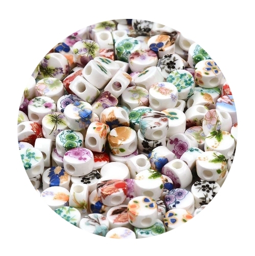Bulk Beauty Ceramic Beads Simply Colored Round Flat Beads for Jewelry Making DIY Handmade Accessories Bracelet Decor