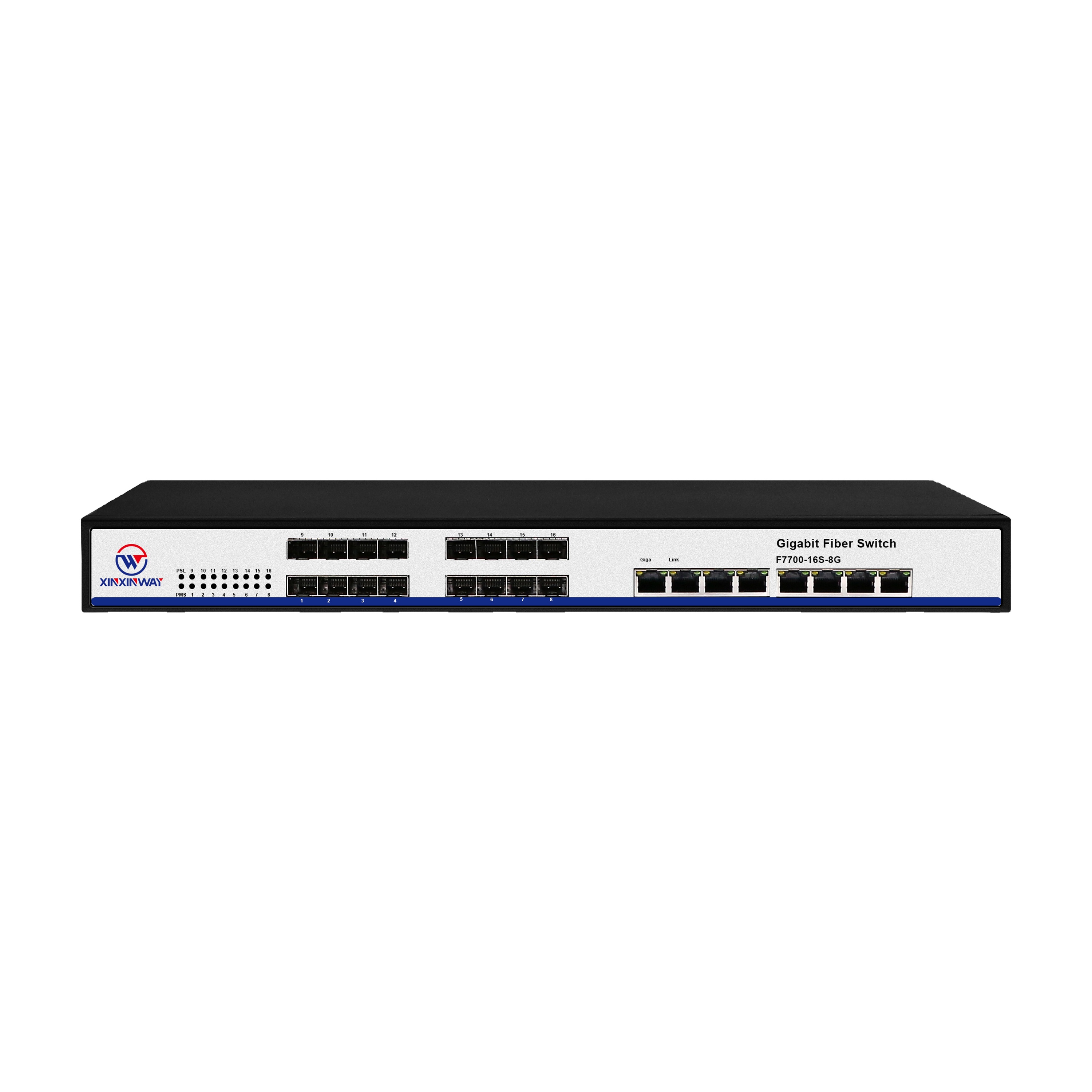 16 полный гигабитный волоконный sfp порт неуправляемый ethernet основной коммутатор с 8 гигабитным портом rj45