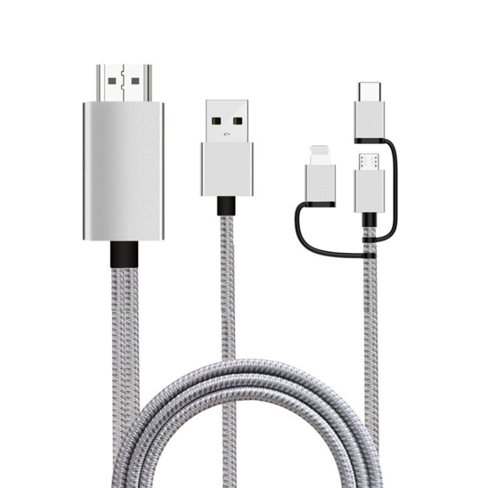Vnew высокоскоростной Лидер продаж 3 в 1 Micro/8pin/Type C к HDMI кабелю 2k 1080P HDTV кабель адаптер