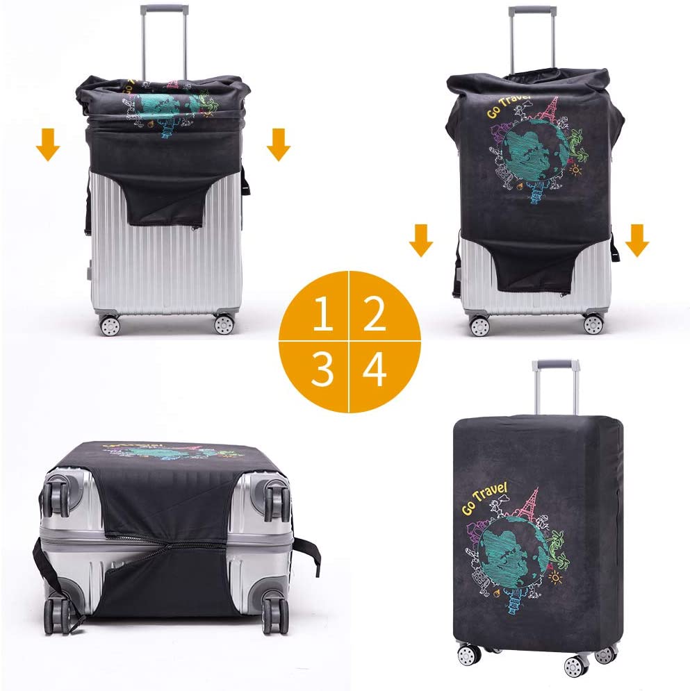Custom unique spandex case cover protective universal size luxury zipper luggage covers with logo