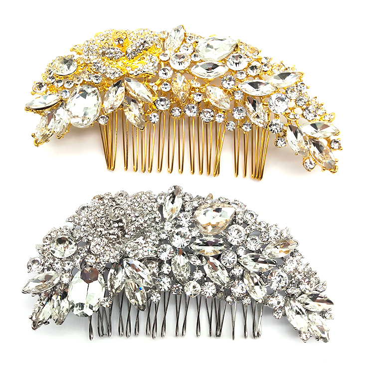 2021 Luxury Floral Wedding Hair Jewelry Crystal Rhinestone Hair Comb For Wedding Bridal Hair Pins Jewelry Accessories