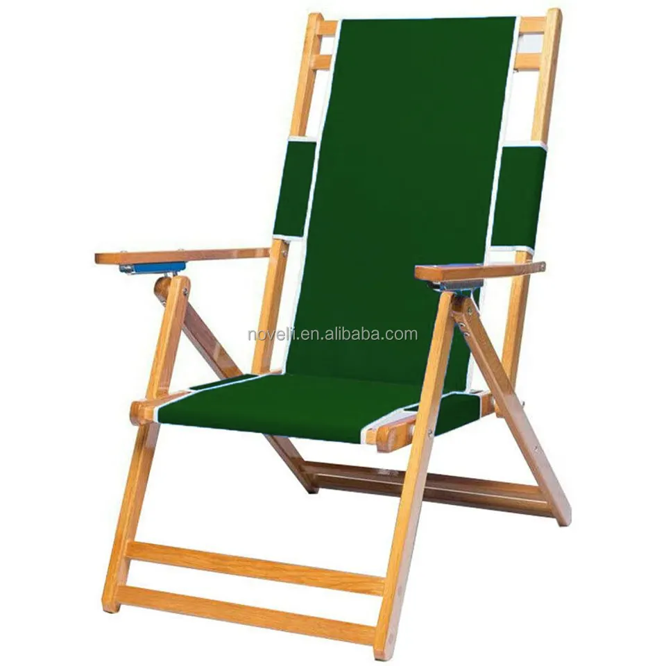 Hot selling wooden recliner beach chair folding sunbed outdoor lounge chair