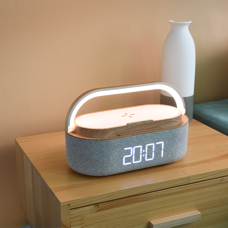 Night Light Alarm Clock с Phone Holder, Multifunction Wireless Charging, Desk Speaker, Top Selling