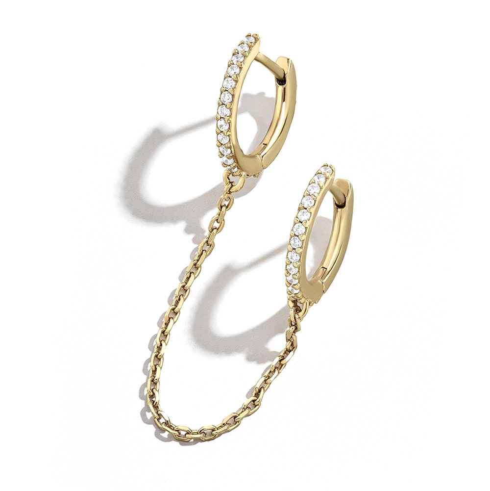 New Fashion Copper ear buckle multicolor rhinestone chain set earrings ear chain Jewelry for women