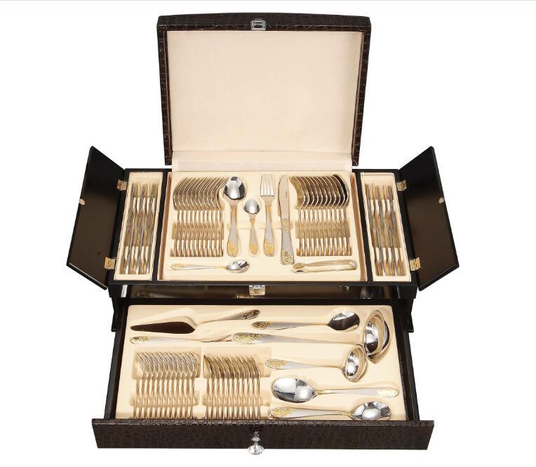 72 pieces durable using gold plated Stainless steel cutlery set tableware elegant dinnerware set