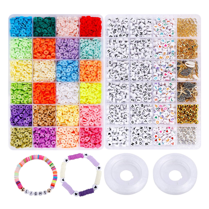 Amazon Hot Sale Jewelry Making 6000pcs Clay Beads Kit For Bracelets Necklace Heishi Clay Beads