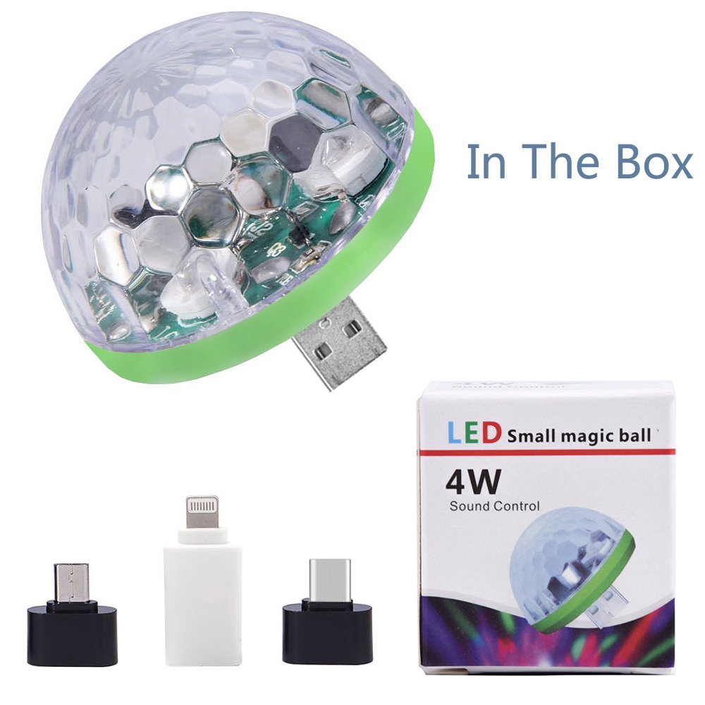 [12 упаковок] 5 В постоянного тока USB RGB Освещение для вечеринки Мини диско-шар свет светодиодный маленький волшебный шар для смартфона/компьютера/внешнего аккумулятора