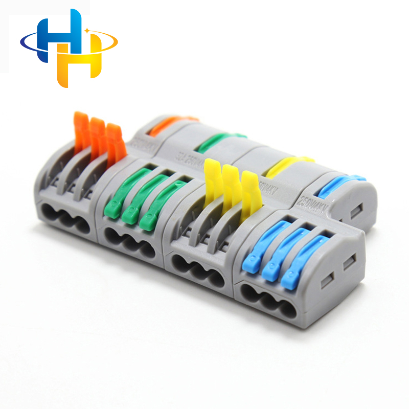 Composable terminal multi lines input out put brass contact metal quick wire connector for LED Lighting
