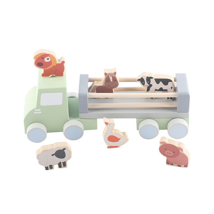 Cute Car Decoration Toy Cars Small Wooden Toy Cars Farm Tractor For Kids Early Education