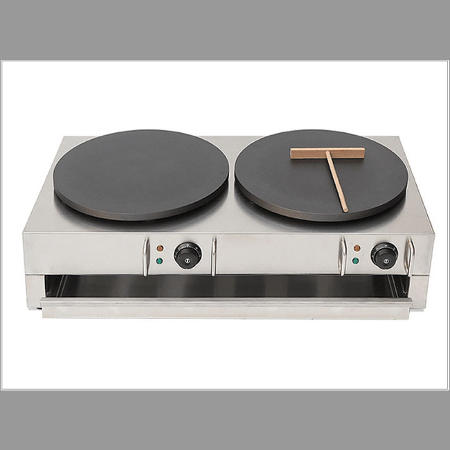 Commercial electric crepe machine/ pancake machine/electromechanical hot double head Indian flying cake machine