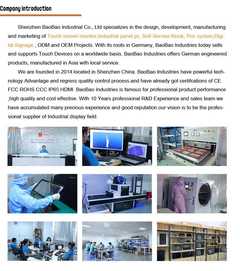 27 Inch Touch Screen Industrial Monitor Capacitive Full Flat LCD Monitor for Self Service Kiosk