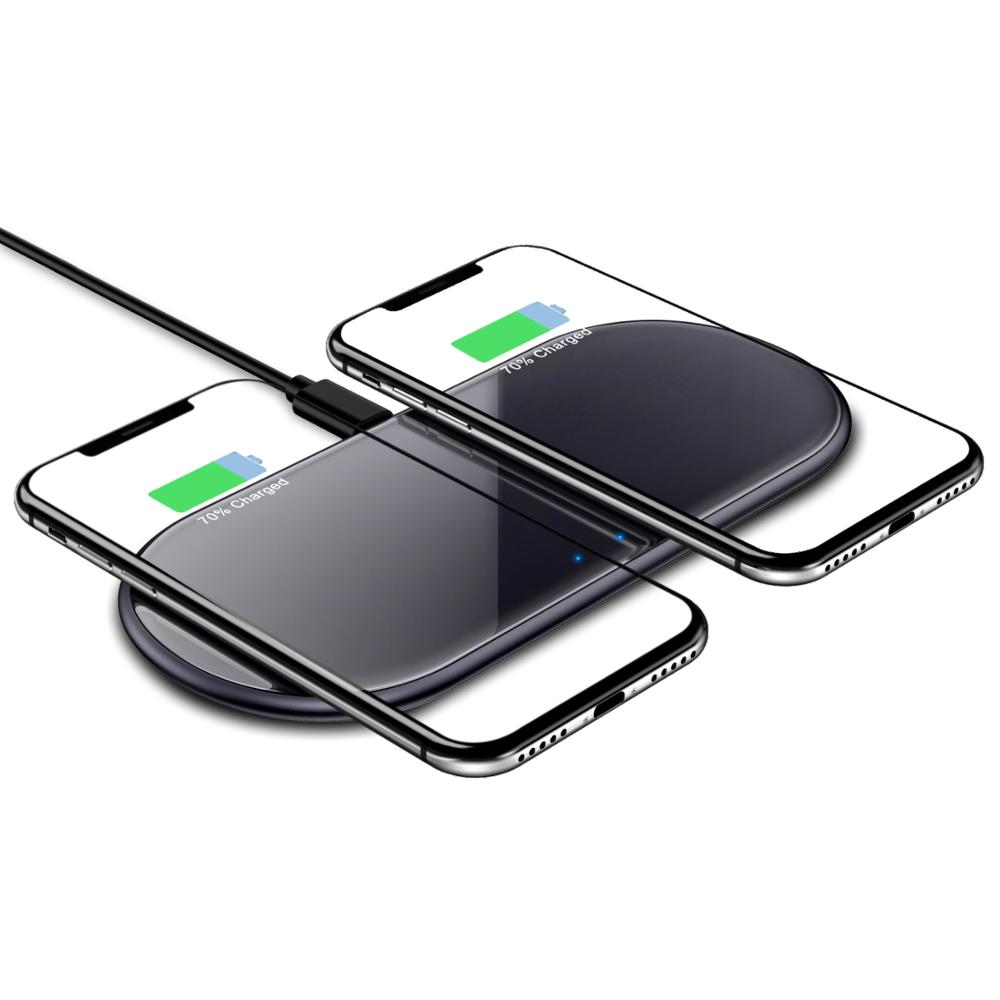 Беспроводное зарядное устройство WELUV OEM для iPhone8/P/X 15W Qi с двойной беспроводной быстрой зарядкой