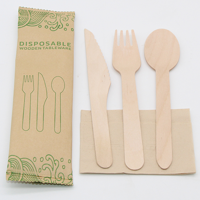 wooden cutlery with wax covering wooden cutlery set for airline