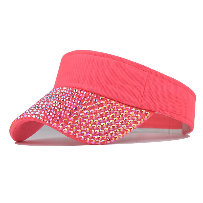 Girls summer outdoor Crystal shiny Rhinestone visor caps glitter womens visor hat