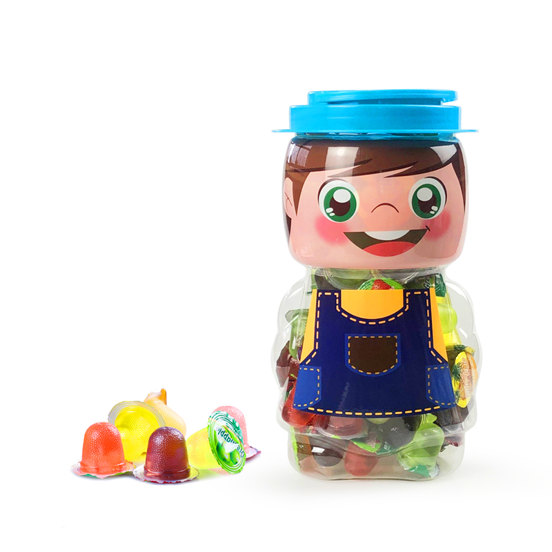 New item cute boy fruit jelly jar candies pudding