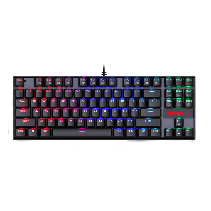 Механическая игровая клавиатура Redragon K552, проводная клавиатура с радужной RGB-подсветкой и красными переключателями для игрового ПК на Windows, 87 клавиш