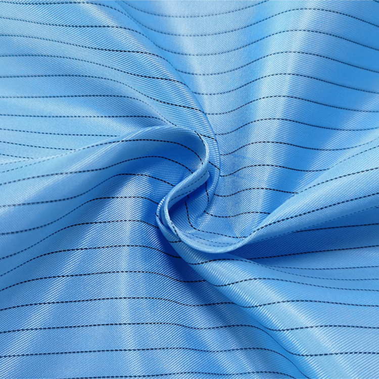 China wholesale cleanroom dust proof 5mm stripe polyester antistatic carbon fiber antistatic esd fabric
