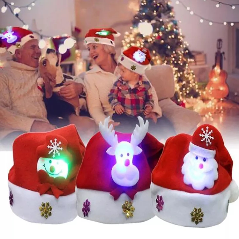 Christmas ornaments Christmas red ordinary adult hats Santa Claus children Christmas hats
