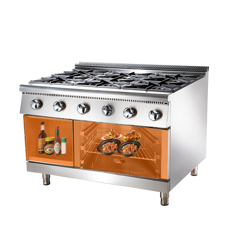 Grace Commercial Restaurant Kitchen Equipment Gas 2 4 6 8 Burners Cooking Range Stove with Oven and Cabinet