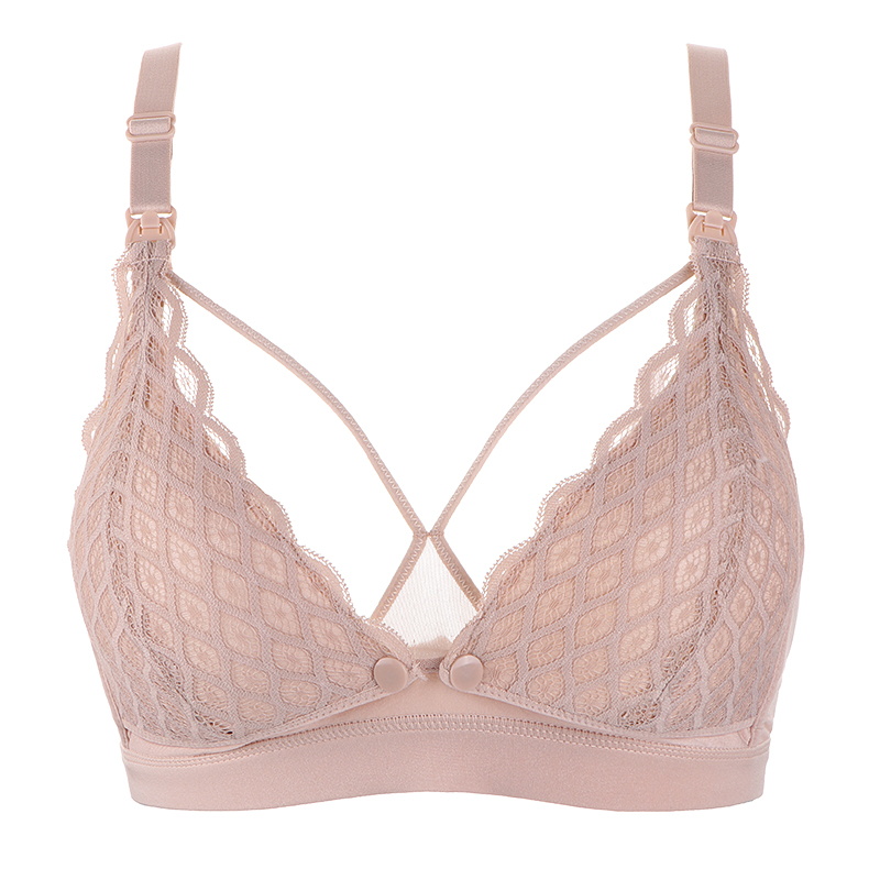 Breathable gathered to prevent sagging maternity underwear front open sexy pushup nursing bra wire free nursing lace bra