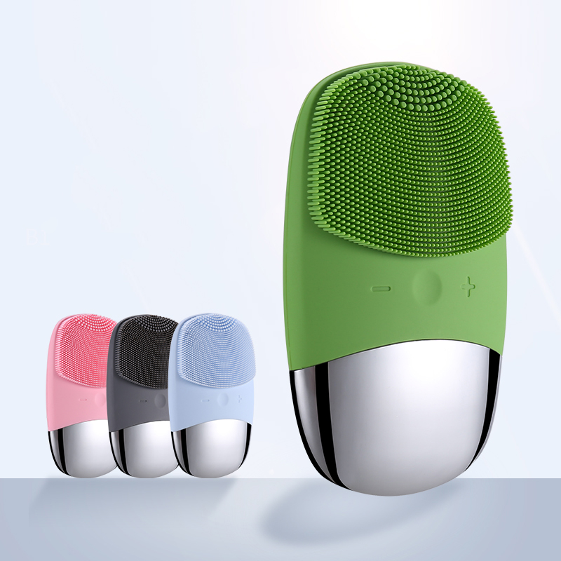 wireless custom electric rechargeable beauty massager face washing cleaning brush cleanser silicone sonic facial cleansing brush
