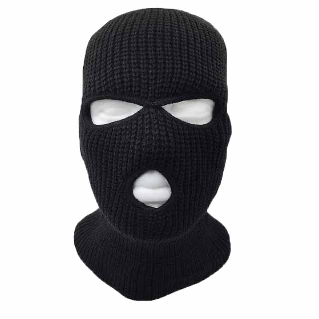 Custom Logo 3 Hole Beanie Face Mask Ski - Warm Double Thermal Knitted - Men and Women