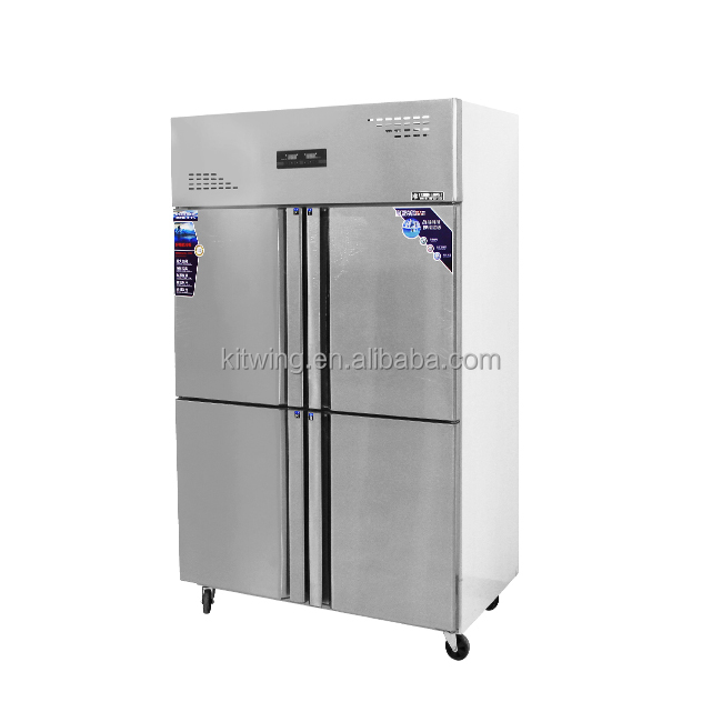 High-Performance 4-Door Stainless Steel Upright Commercial Refrigerators Freezers Supermarket Fresh Food Hotel Restaurant Use