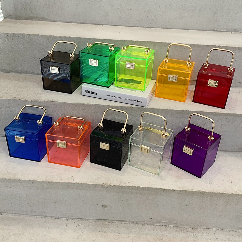 New Arrival Transparent Women Party Clear Acrylic Box Evening Clutch Bag With Handle