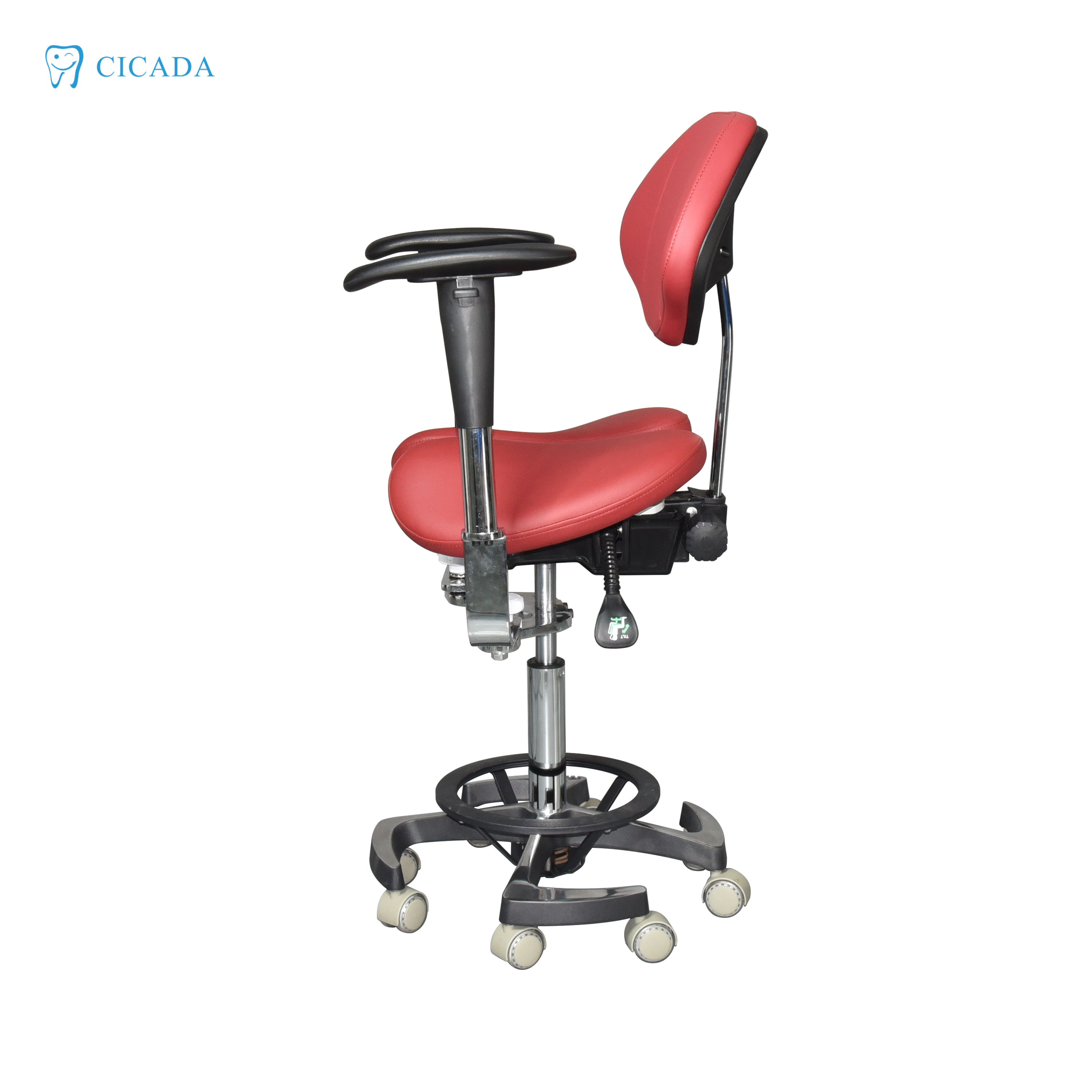 Adjustable Double Armrest Dental Doctor Chair/ Dentist Assistant Stool/Dental Saddle Chair