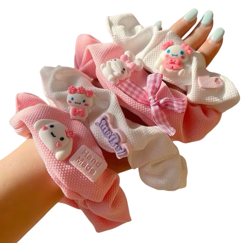 china wholesale Kids Cartoon pink elastic bands for hair white big intestine girs hair rope hair band