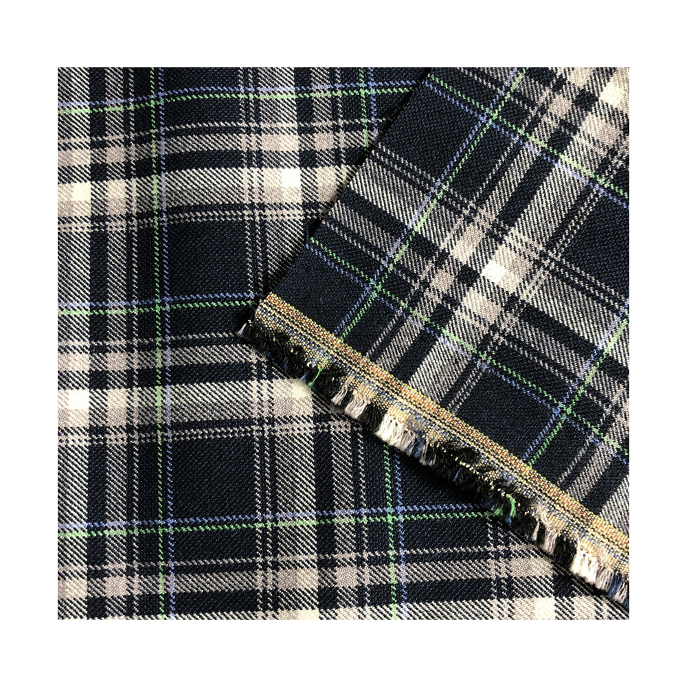 High quality custom order luxury polyester rayon spandex TR check fabric for plaid shirt or jeans