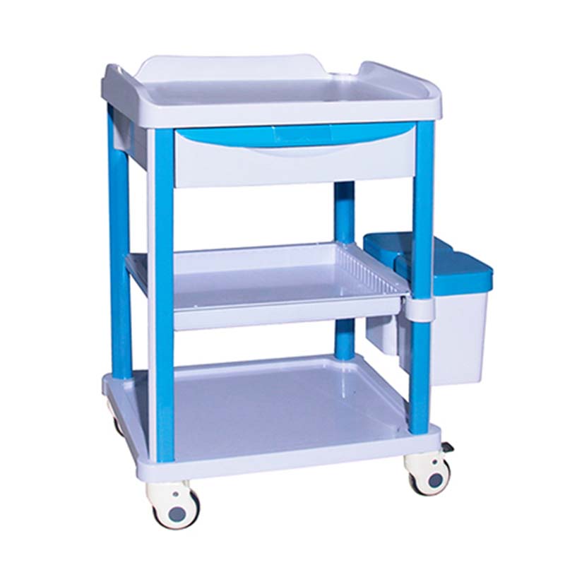 Mobile Hospital Plastic 3-Layer ABS Medical Nursing Cart Utility Trolley For Clinic Nurse