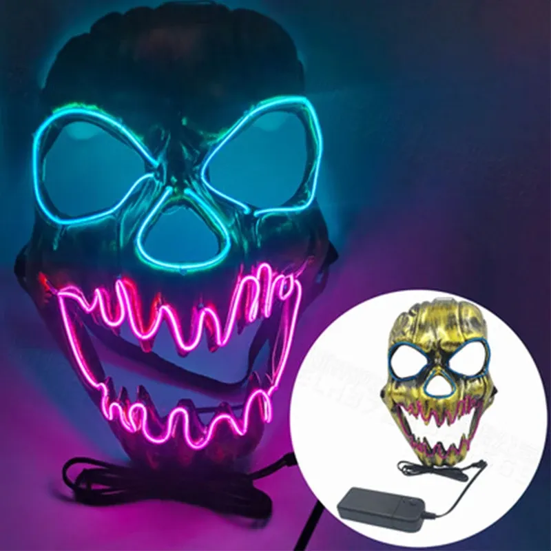 New Style Halloween Scary Head Full Face Mask Glowing LED Decor for Parties Costumes Headgear Plastic Halloween Masks