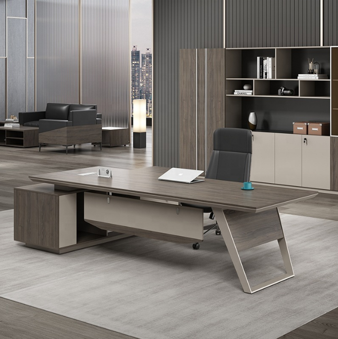 High End L Shape Boss Luxury Wooden metal Desk Sectional Office furniture Rustic Modern Executive Chairman Office Desk