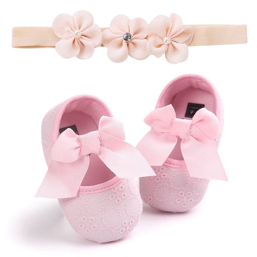 Toddler Girl Princess Soft Baby Shoes Set With Headband
