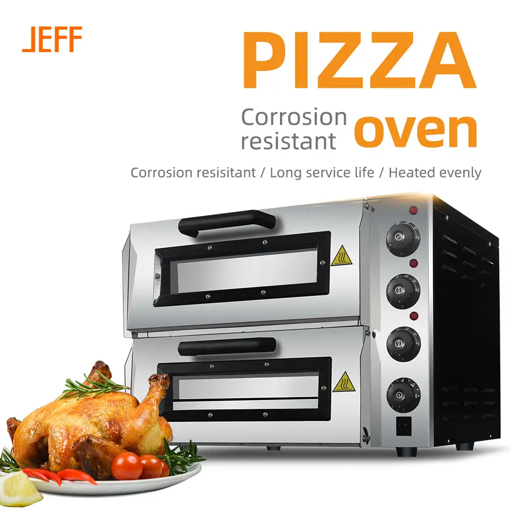 Double Deck Countertop Commercial Pizza Oven Electric With 2 Independent Chambers