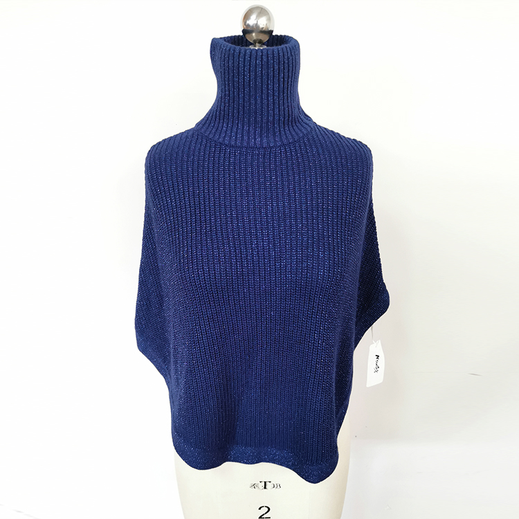 Winter Girl Knitted Poncho Cloak Sweaters Turtleneck Oversize Girls Knit Sweater Cape