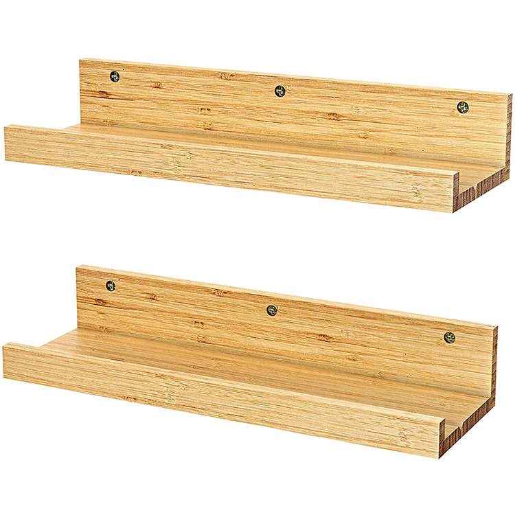 2 piece set of wall-mounted bamboo storage shelf wall display shelf corner shelf for bedroom  living room  bathroom  kitchen
