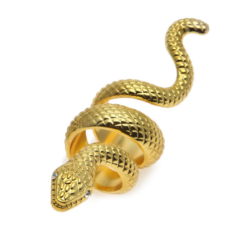 New hot selling fashion metal snake ring exaggerated personality European and American style ring creative animal hand jewelry